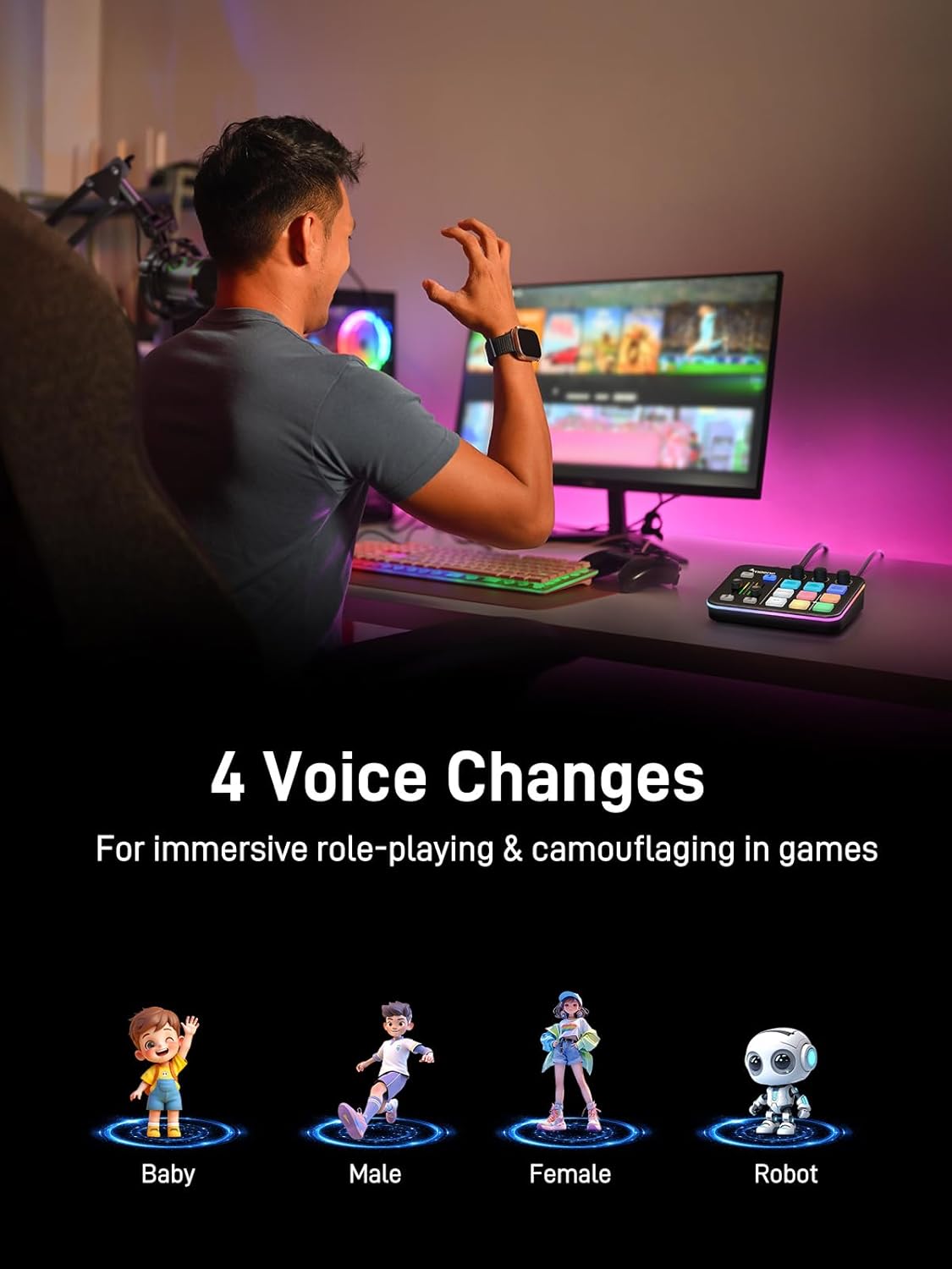 MAONO Gaming Streaming Equipment Bundle: Audio Interface Mixer and XLR Dynamic Mic RGB Noise Reduction Live Streaming Podcasting MaonoCaster PD200XS&G1 NEO - Image 5