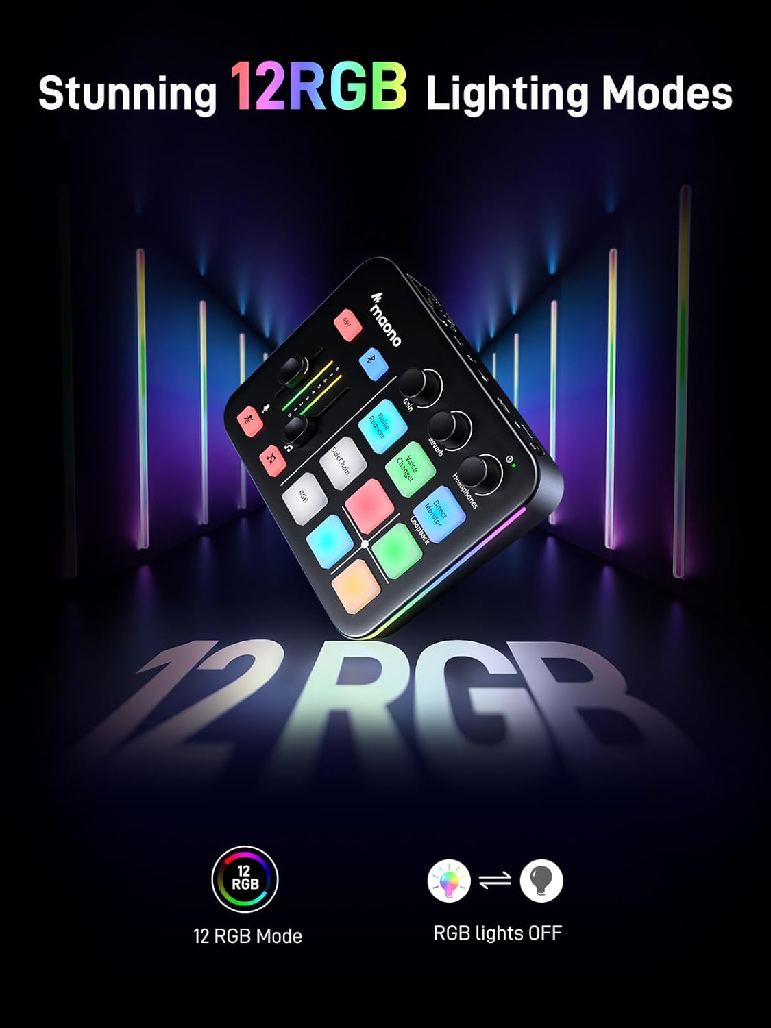 MAONO Gaming Streaming Equipment Bundle: Audio Interface Mixer and XLR Dynamic Mic RGB Noise Reduction Live Streaming Podcasting MaonoCaster PD200XS&G1 NEO - Image 7